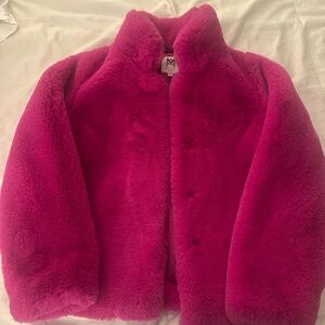 Milly Vibrant Pink Fuzzy Kids Puffer Jacket